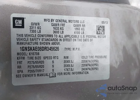 2013 Chevrolet Tahoe Ls from USA, damaged, VIN 1GNSKAE08DR345626